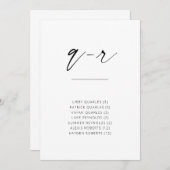 Chic Simple Moderne Script Alfabetical Seating Q-R (Voorkant / Achterkant)