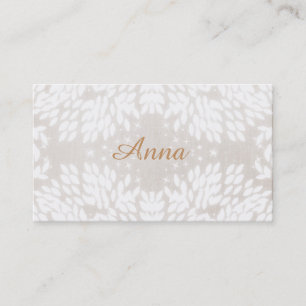 Chic Simple Name White laat FAUX Beige Linen achte Visitekaartje