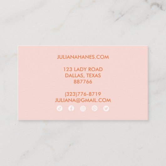 Chic Simple Pink Oranje Rainbows Social Icons Visitekaartje (Achterkant)