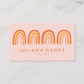 Chic Simple Pink Oranje Rainbows Social Icons Visitekaartje (Voorkant)