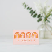 Chic Simple Pink Oranje Rainbows Visitekaartje (Staand voorkant)