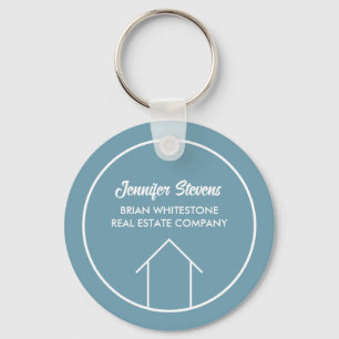 Chic Simple Real Estate Company Stone Blue Custom Sleutelhanger
