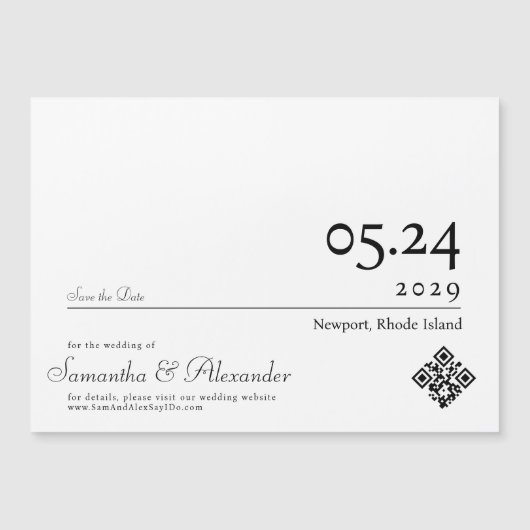 Chic Simple Script Non-Photo Wedding Sla de datum  Magnetische Uitnodiging (Voorkant)