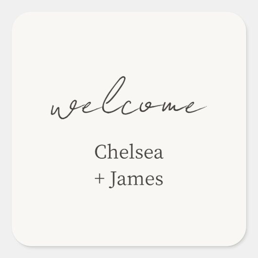 Chic Simple Script Welkom bruiloft Vierkante Sticker (Voorkant)