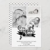 Chic Simply Blessé 3 Faire-part de naissance Photo (Devant / Derrière)