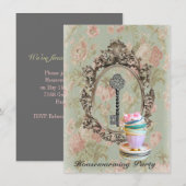 Chic skeleton key new home Housewarming party Kaart (Voorkant / Achterkant)