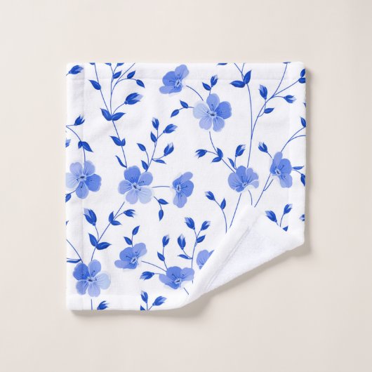 Chic Sky Blue Daisy Floral Bad Handdoek (Wasdoekje)