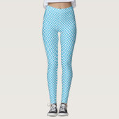 Chic Sky Blue en White Check Gingham aan te passen Leggings (Voorkant)
