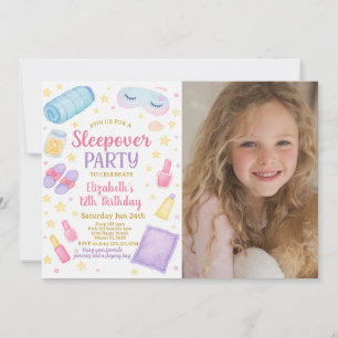 Chic Sleepover Verjaardag Uitnodiging met foto