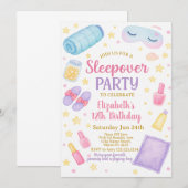 Chic Sleepover verjaardagsuitnodiging Kaart (Voorkant / Achterkant)