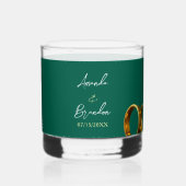 Chic smaragdgroene gouden ringen bruiloft whisky glas (Voorkant)