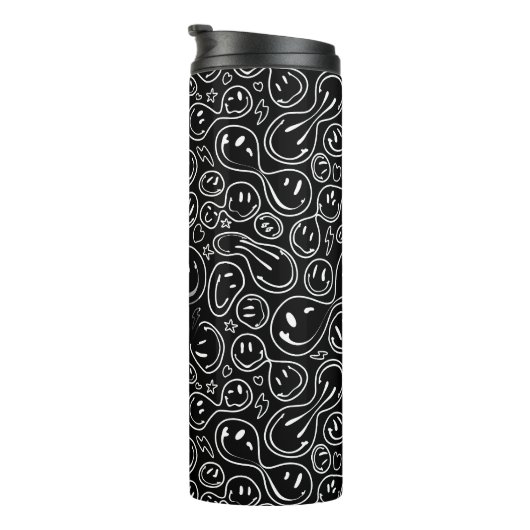 Chic Smiling Face Melting Smile Pattern Black Thermosbeker (Geroteerd rechts)