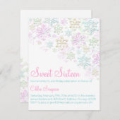 Chic Snowflake Sweet16 Uitnodiging (Voorkant / Achterkant)