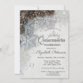 Chic Snowflakes Pine Cones Quinceañera  Kaart (Voorkant)