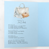 Chic Social Beach Club Autumn Bachelorette Weekend Drieluik Uitnodiging (Binnenzijde eerst)