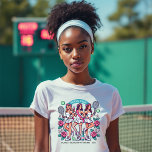 Chic Social Club Tennis Bachelorette Week-end<br><div class="desc">Servez le style à votre week-end de bachelorette avec ce chic T-shirt "Social Club" sur le thème du tennis. Doté d'illustrations vibrantes d'élégance sportive avec raquettes de tennis, fleurs et dames chic, ce chemisier personnalisé est parfait pour ajouter une ambiance amusante et cohésive à votre célébration. Idéal pour la future...</div>