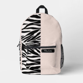 Chic Soft Perzik Zwart en Wit Zebraprint Tieners Bedrukte Rugzak