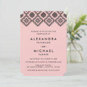 Chic Soft Pink en Black Wedding Eastern Pattern Kaart (Staand voorkant)