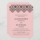 Chic Soft Pink en Black Wedding Eastern Pattern Kaart (Voorkant / Achterkant)