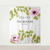 Chic Soft Pink Floral Foto wand Backdrop Weddensch Wandkleed (Voorkant)