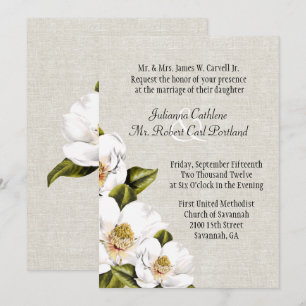Chic Southern Belle Magnolias Wedding Invitation Kaart