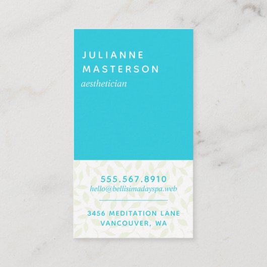 Chic Spa Lady Carte de visite (Dos)