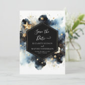 Chic Space hemelse bruiloft Save The Date (Staand voorkant)