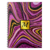 Chic Sparkle Glitter marmer roze goudmonogram Notitieboek (Voorkant)