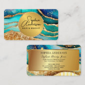 Chic Sparkly Glitter Gouden Regenboog Agaat Glamou Visitekaartje (Voorkant / Achterkant)