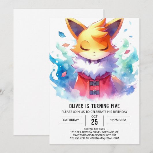 Chic Speelse Fox Verjaardag Kaart (Voorkant / Achterkant)