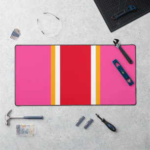Chic Sporty Bright Red Candy Pink Racing Stripes
