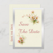 Chic Spring Flowers 80th Birthday Bewaar de datum Aankondigingskaart (Voorkant / Achterkant)