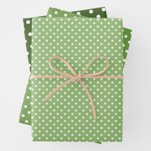 Chic Spring Forest Green Polka Dots Pattern Inpakpapier Vel (In situ)