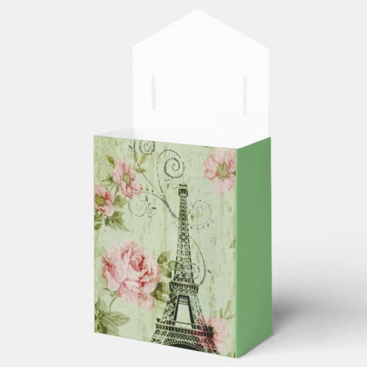 chic spring mint roze floral paris eiffel tower bedankdoosjes (Geopend)