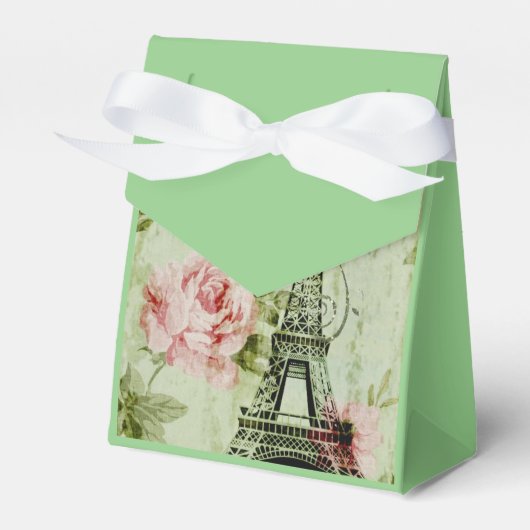 chic spring mint roze floral paris eiffel tower bedankdoosjes (Voorkant Zijde)