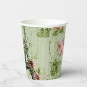chic spring mint roze floral paris eiffel tower papieren bekers (Rechts)