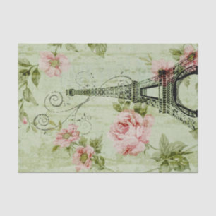chic spring mint roze floral paris eiffel tower tissuepapier