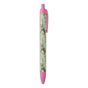 chic spring mint roze floral paris eiffel tower zwarte inkt pen