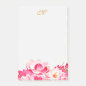 Chic Spring roze Magnolias Floral Monogram Blocnot Post-it® Notes (Voorkant)