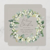 Chic Square Snowberry+Eucalyptus Christmas Wreath Feestdagenkaart (Voorkant / Achterkant)