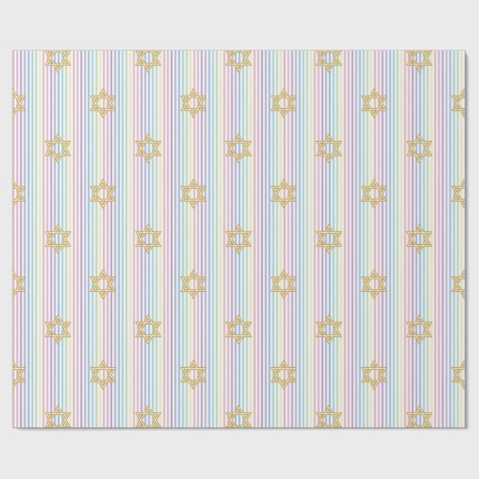 Chic Star of David Rainbow Striped Pattern Cadeaupapier (Vlak)