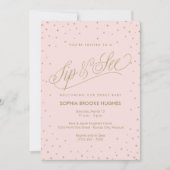 Chic Stars Roze Baby Girl Sip en zie Shower Kaart (Voorkant)