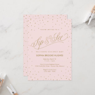 Chic Stars Roze Baby Girl Sip en zie Shower Kaart