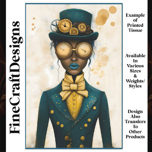 Chic Steampunk Vrouwelijke Gouden Bril P4 Decoupag Tissuepapier