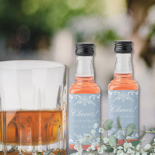 Chic Stijlvolle Blauw en Wit Juichen Stijlvolle Hu Likeurfles Etiket