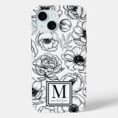 Chic Stijlvolle Bloemen Initiaal Monogram Case-Mate iPhone Case (Achterkant)