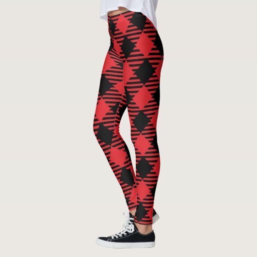 Chic Stijlvolle Bright Red Plaid Woman's Christmas Leggings (Links)