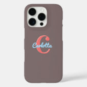 Chic Stijlvolle Mocha Bruin Monogram Initiaal Naam Case-Mate iPhone Case (Achterkant)
