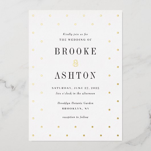 Chic Stippen FOLIE Moderne huwelijksuitnodiging Folie Uitnodiging (Voorkant)