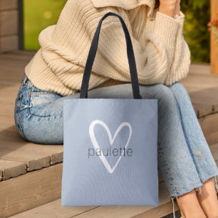 Chic Stof Blauw Hart Persoonlijk Draagtas